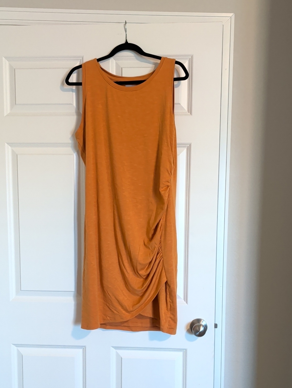 Sleeveless Ruched Side Orange Dress